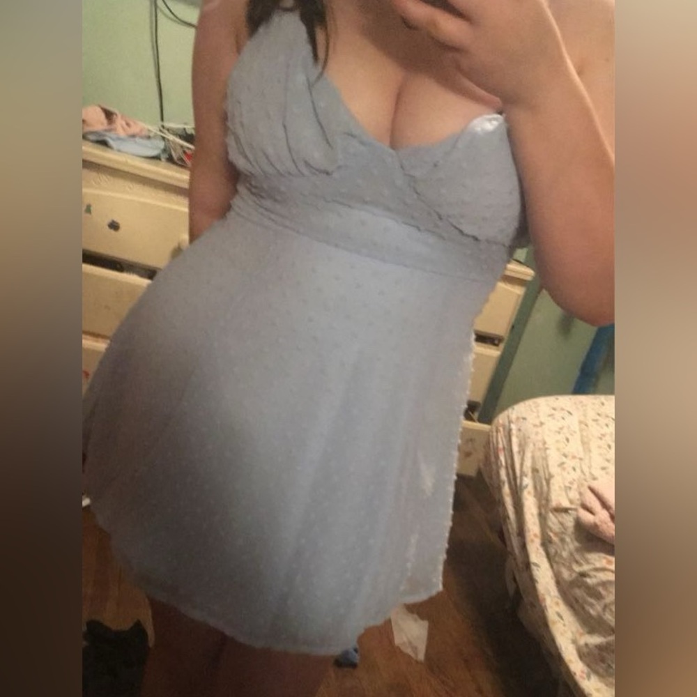 Light Blue Sleeveless Sweetheart Babydoll Mini Dress